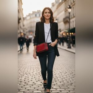 Red Crossbody Bag with Chain Detail vintage